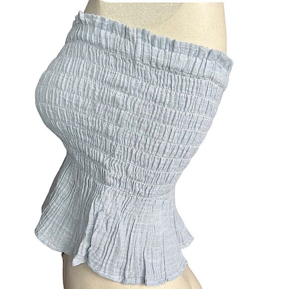 American Eagle Light Blue Strapless Tube Crop Top NWOT - Picture 3 of 12